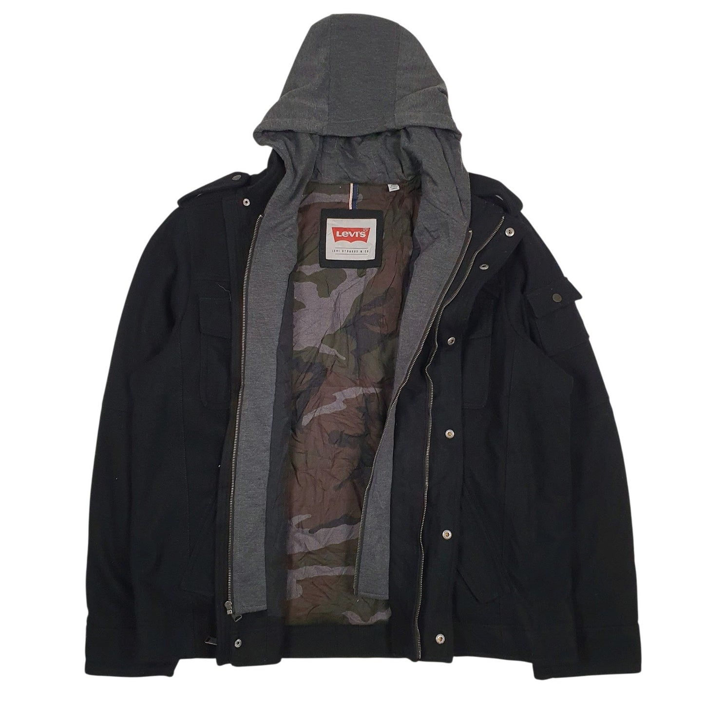 Mens Black Levis   Coat