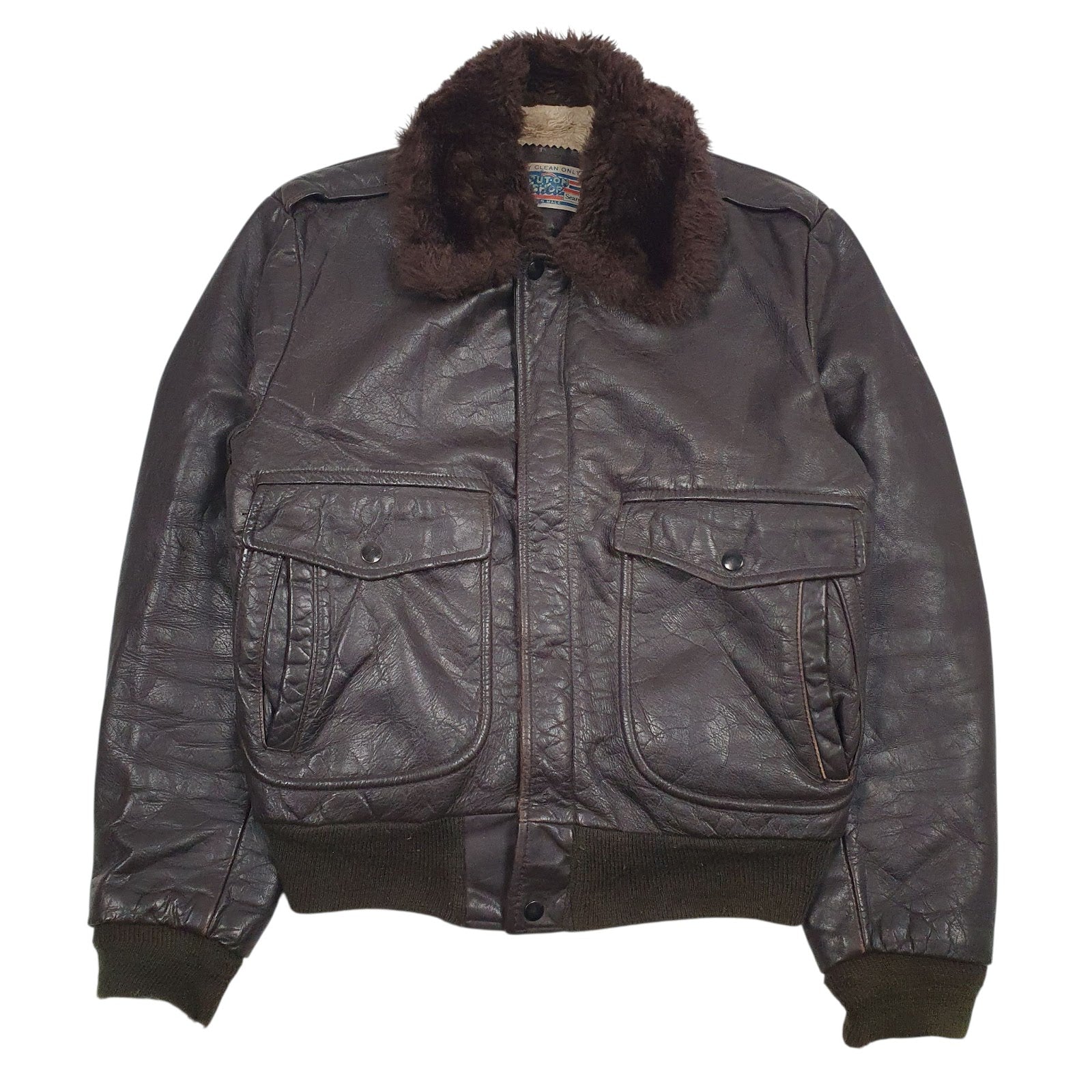 Mens Brown Sears Vintage 70s Fleece Lined  Coat