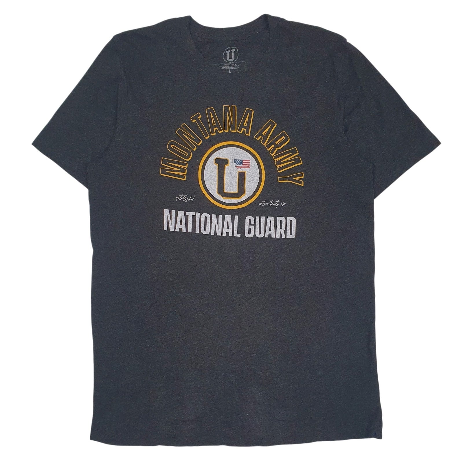 Mens Grey Unbranded Montana Army National Guard Short Sleeve T Shirt