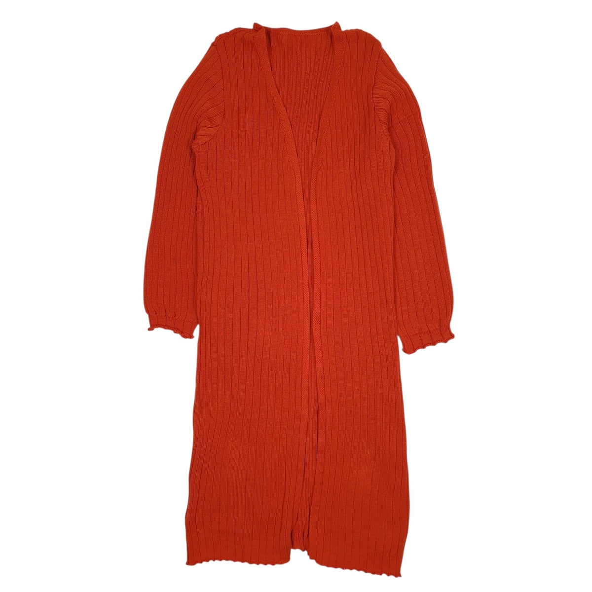 Womens Orange Unbranded Cable Knit Longline Trench Cardigan Jumper