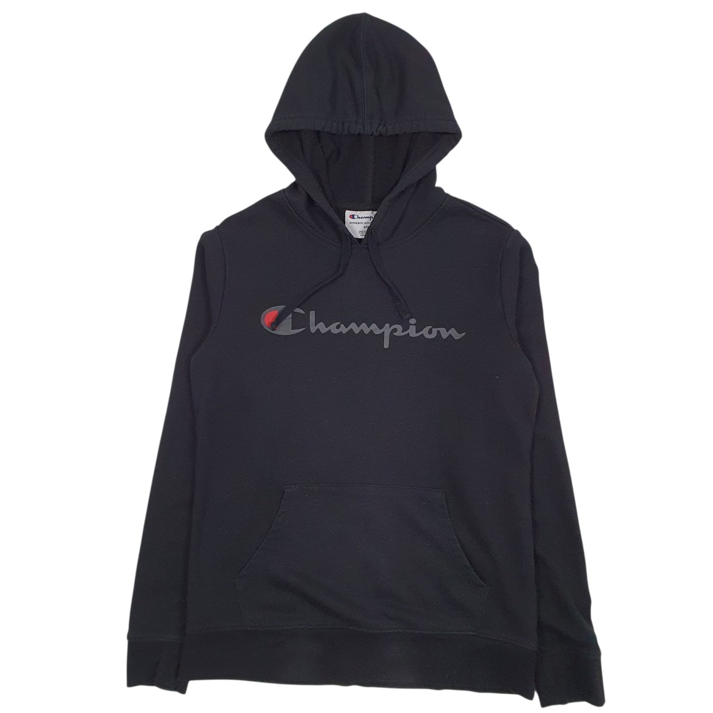Mens Black Champion Spellout Hoodie Jumper