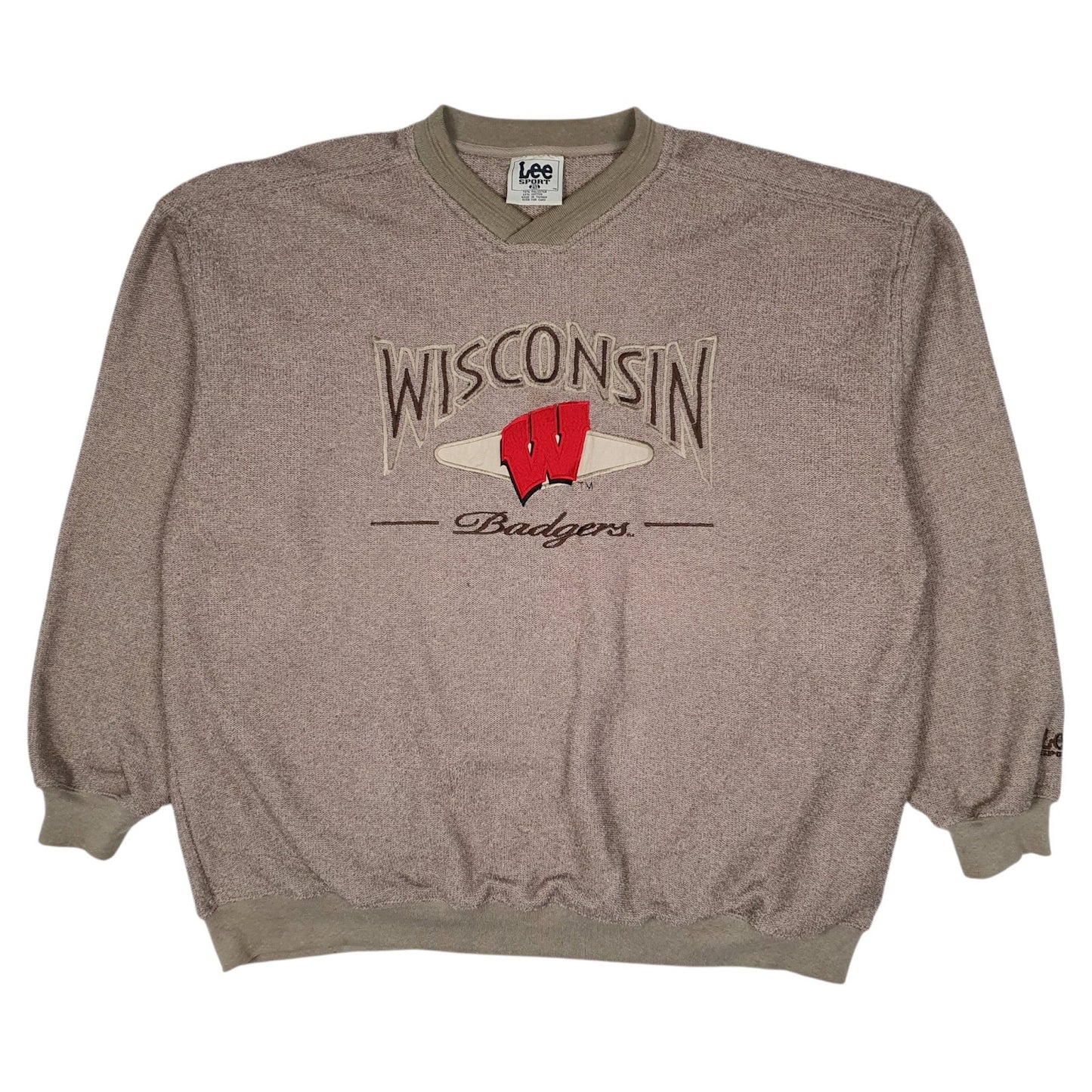 Mens Brown Lee Vintage 90s Nutmeg Mills Wisconsin Badgers Crewneck Jumper