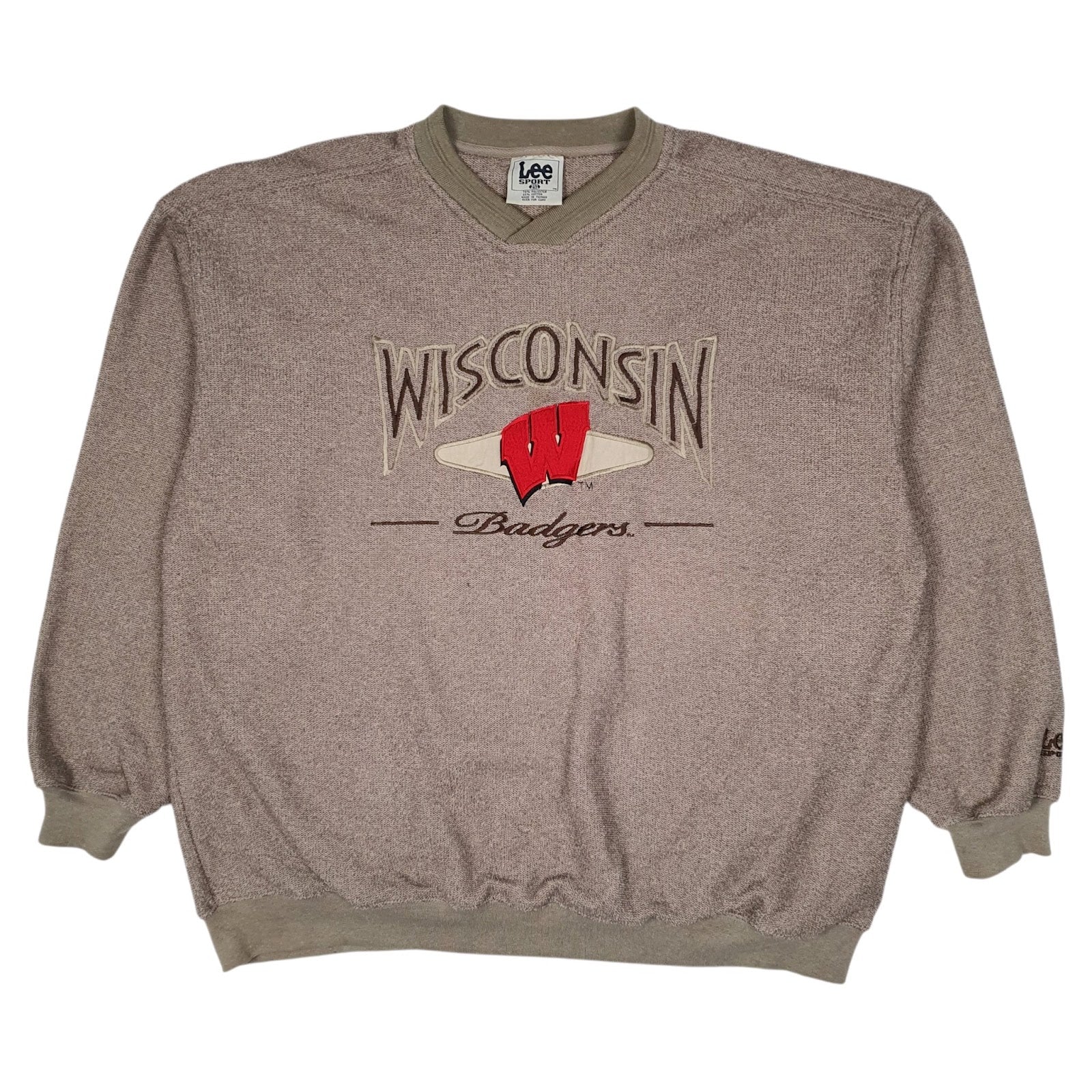 Mens Brown Lee Vintage 90s Nutmeg Mills Wisconsin Badgers Crewneck Jumper