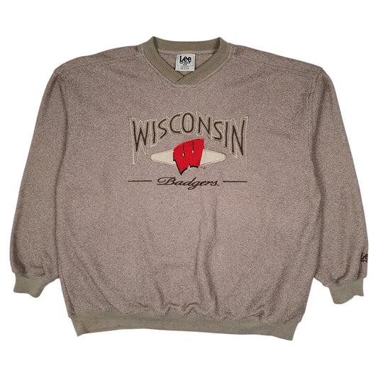 Mens Brown Lee Vintage 90s Nutmeg Mills Wisconsin Badgers Crewneck Jumper