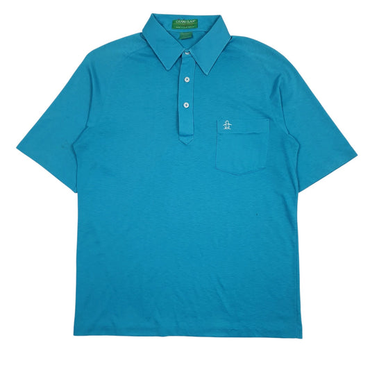 Mens Blue Munsingwear Penguin Grandslam Golf Vintage 90s Made In USA Short Sleeve Polo Shirt