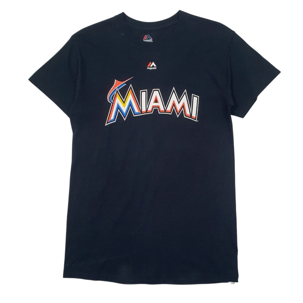 Mens Navy Majestic MLB Miami Marlons Ichiro Short Sleeve T Shirt