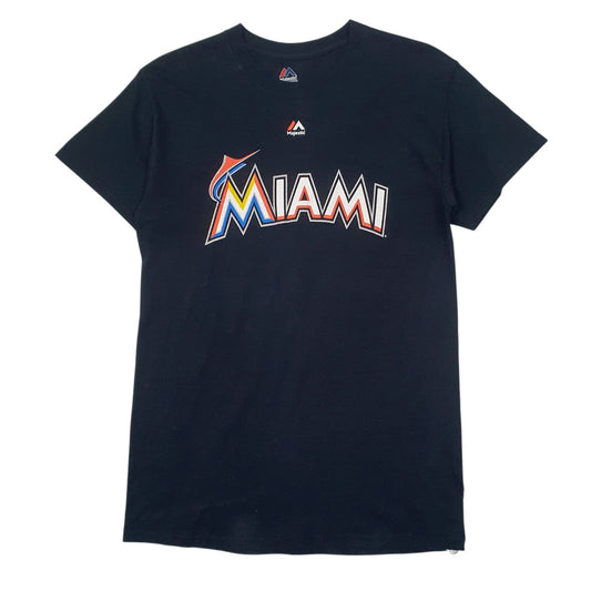 Mens Navy Majestic MLB Miami Marlons Ichiro Short Sleeve T Shirt