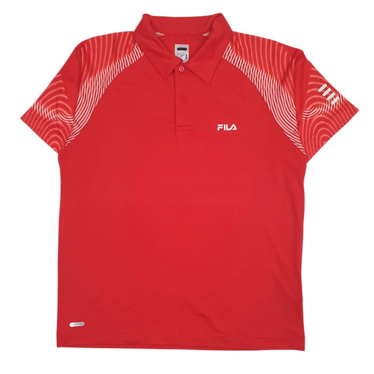 Mens Red Fila Active Wear Performa Short Sleeve Polo Shirt