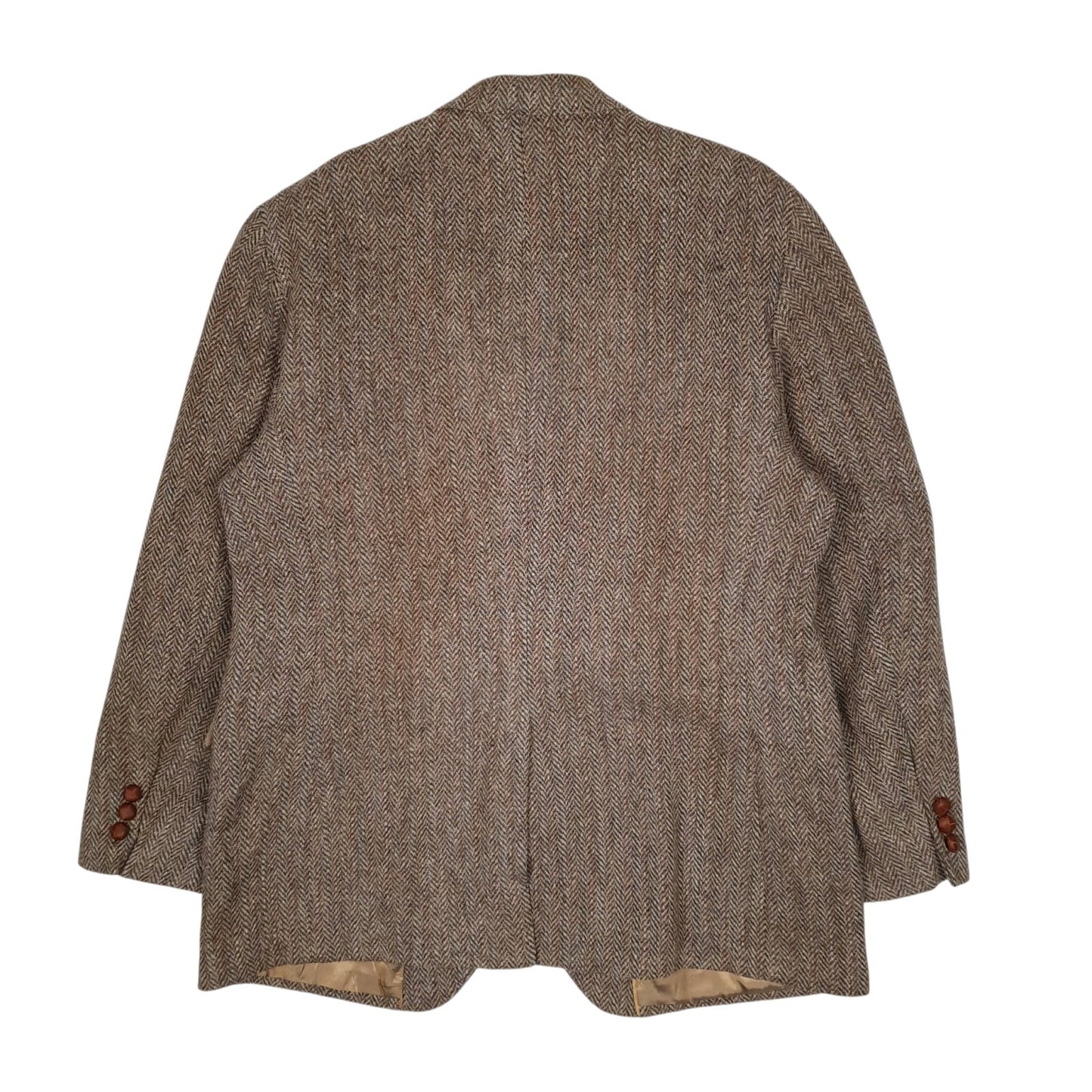 Mens Brown Harris Tweed Herringbone  Coat