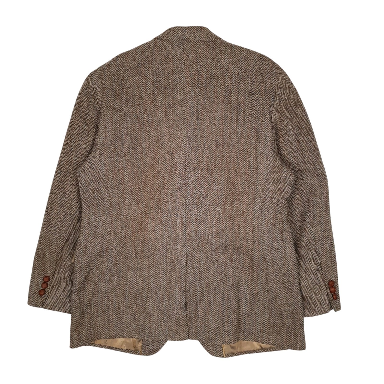 Mens Brown Harris Tweed Herringbone  Coat