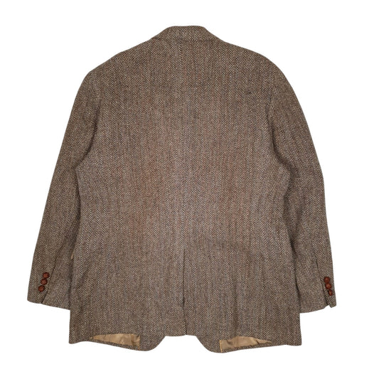 Mens Brown Harris Tweed Herringbone  Coat