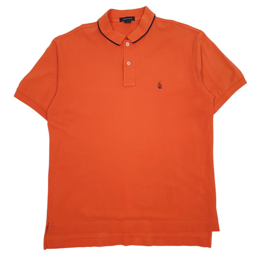 Mens Orange Nautica  Short Sleeve Polo Shirt