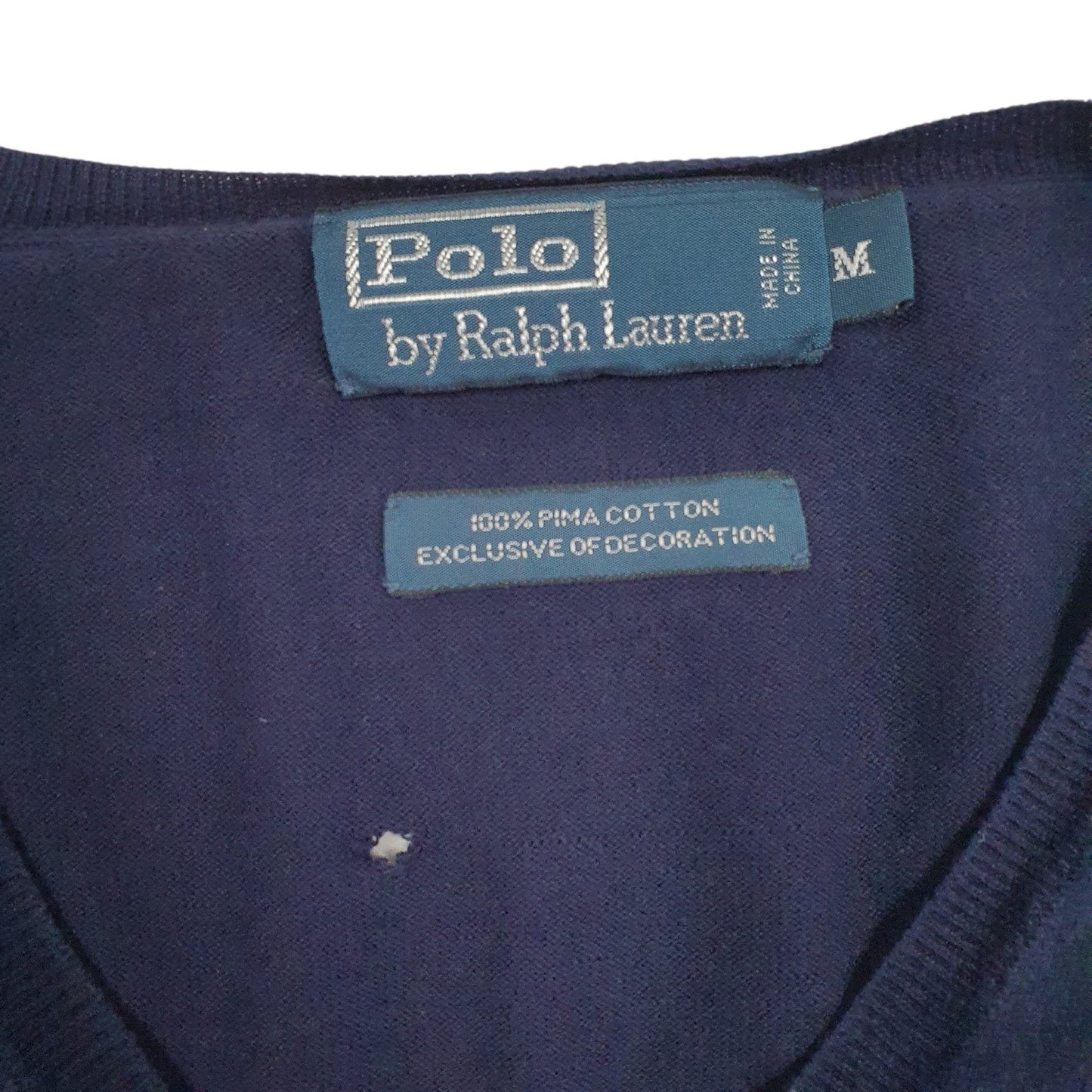 Mens Navy Polo Ralph Lauren Lightweight Pima V Neck Jumper