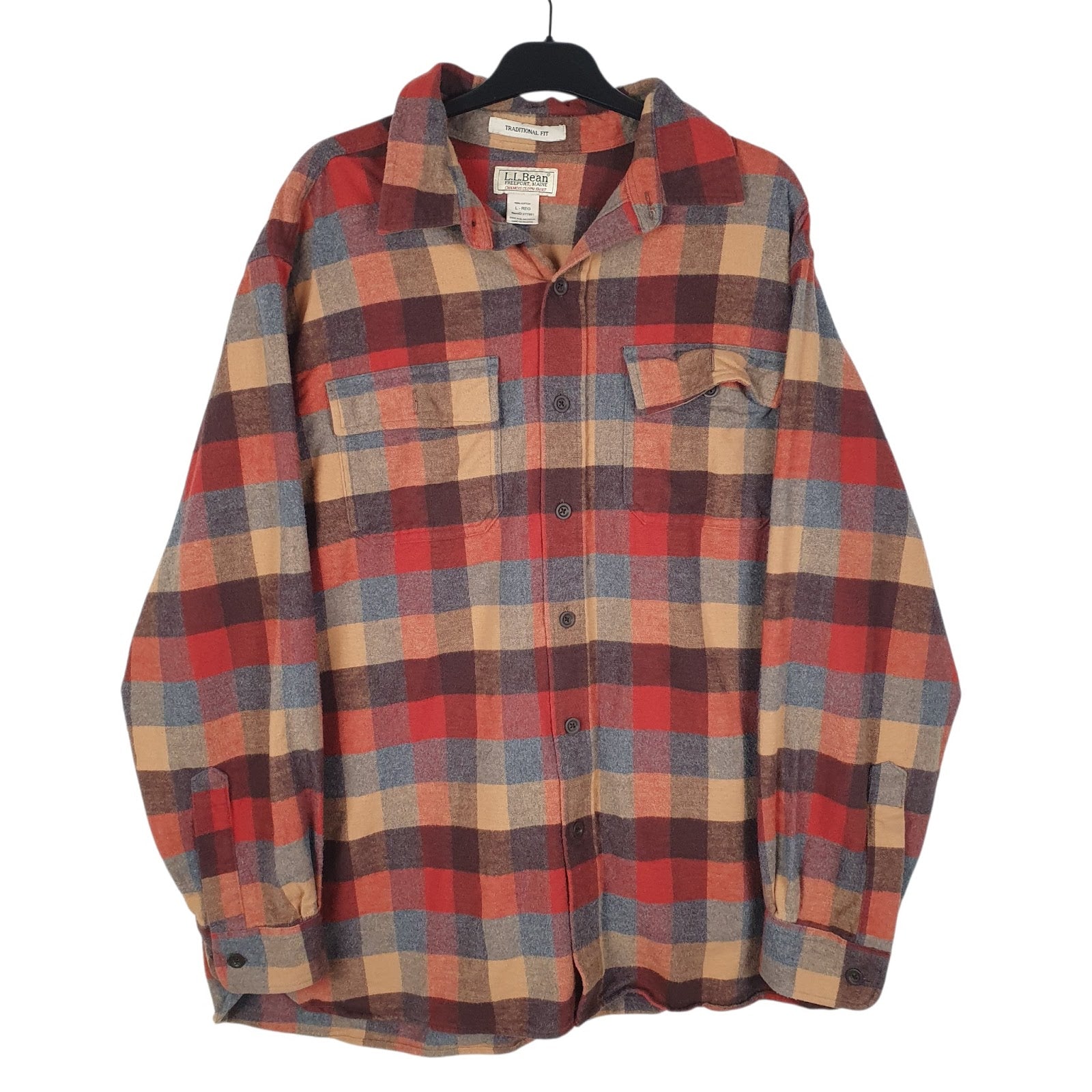 Mens Red L.L.Bean Chamois Long Sleeve Shirt