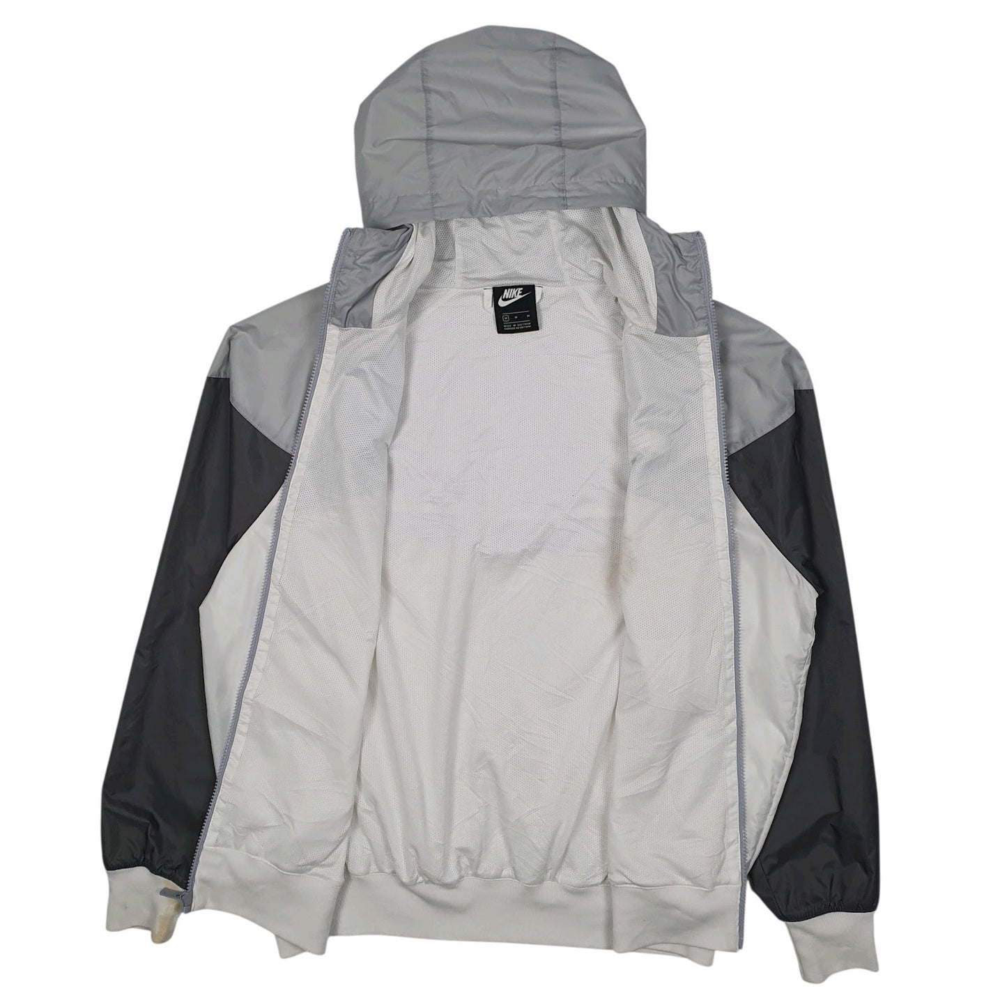 Mens White Nike Windrunner Crewneck Coat