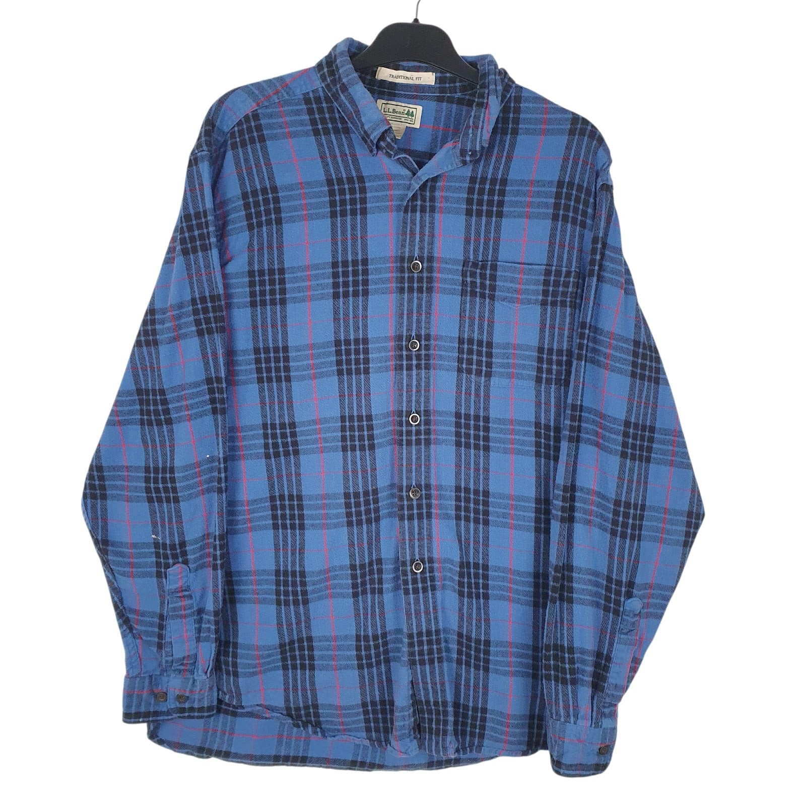 Mens Blue L.L.Bean Flannel Long Sleeve Shirt