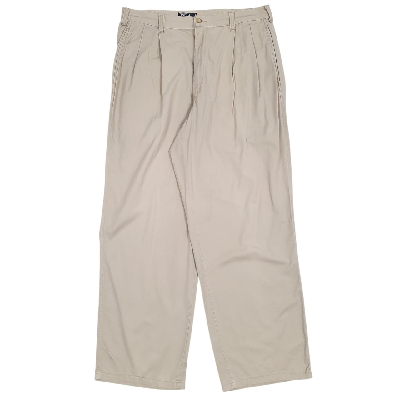 Mens Beige Polo Ralph Lauren Vintage 90s Pleated Chino Trousers