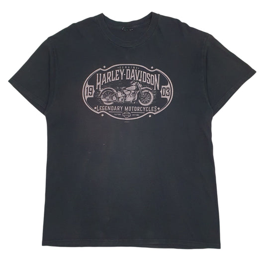 Mens Black Harley Davidson Spellout Graphic Short Sleeve T Shirt