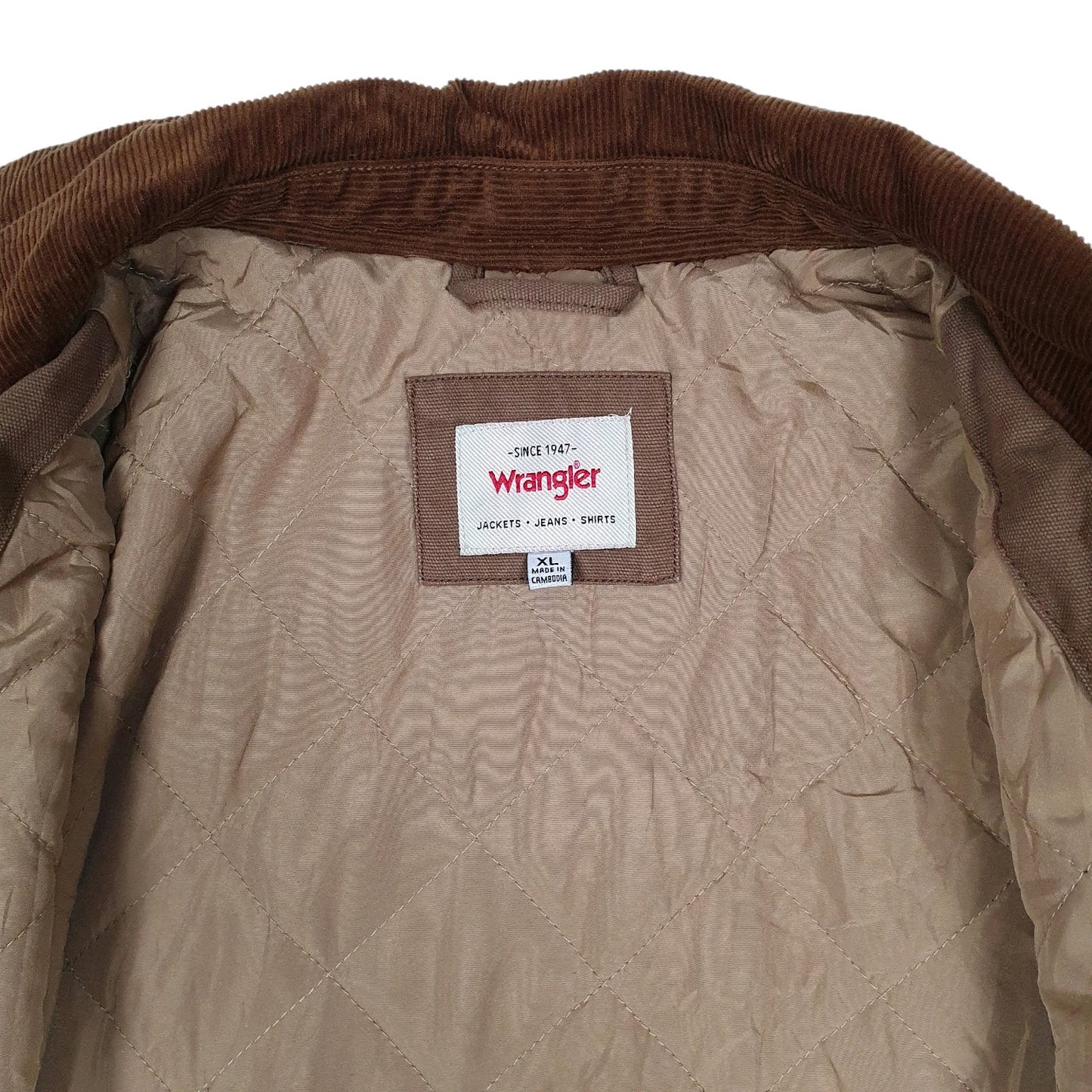 Mens Brown Wrangler Bomber Quilt Lined Detroit  Coat