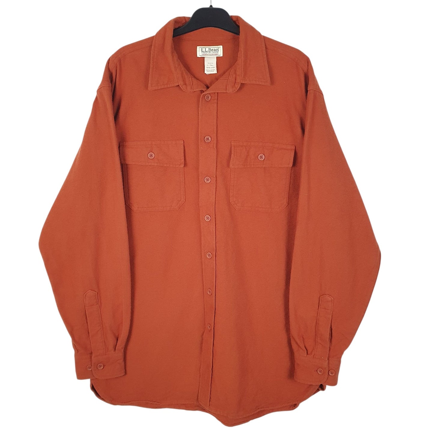 Mens Orange L.L.Bean Chamois Long Sleeve Shirt