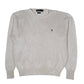 Mens White Polo Ralph Lauren Distressed Chunky Knit Crewneck Jumper