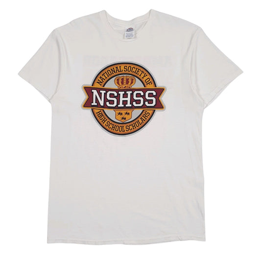 Mens White Delta National Society Of High School Scholars Short Sleeve T Shirt