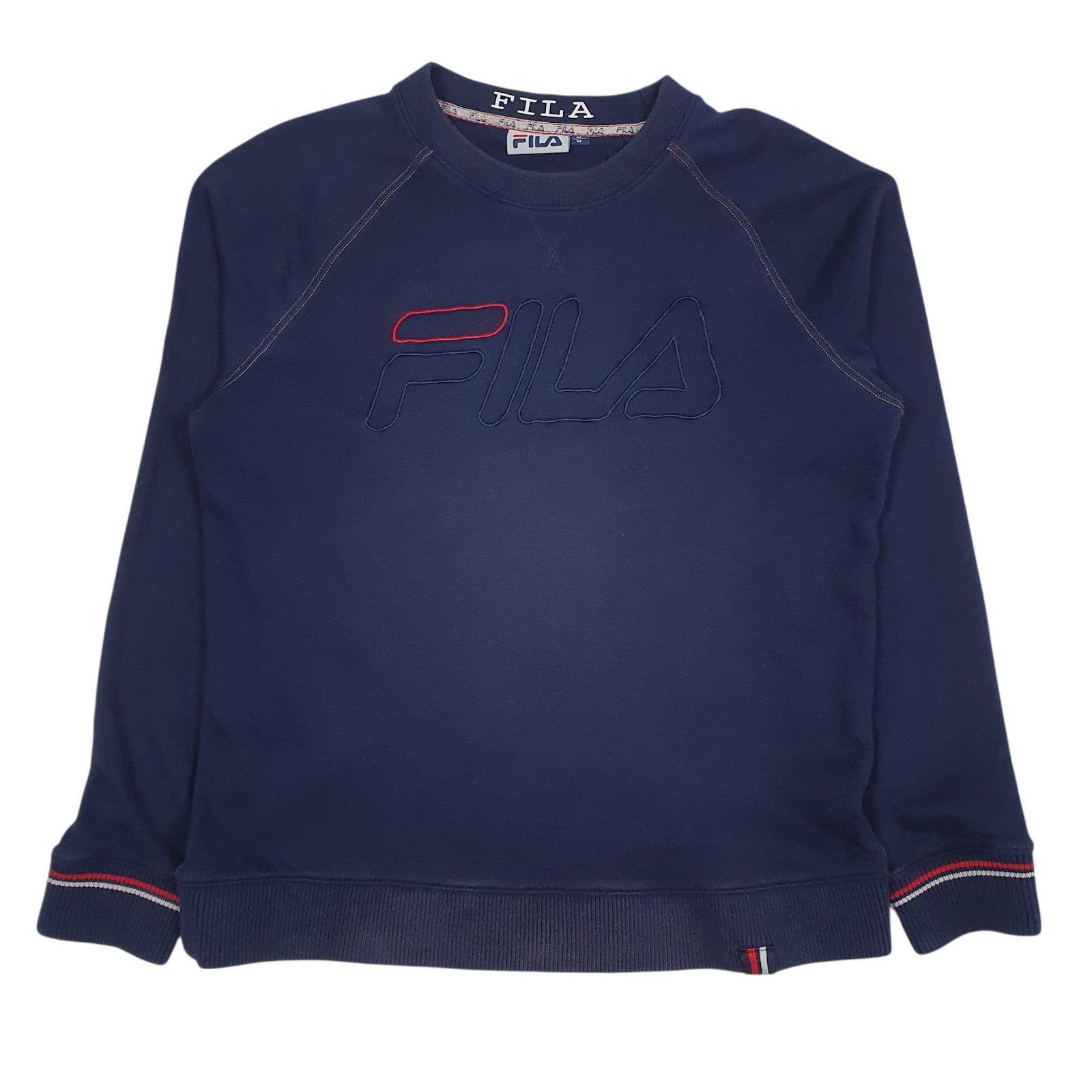 Mens Navy Fila Spellout Crewneck Jumper