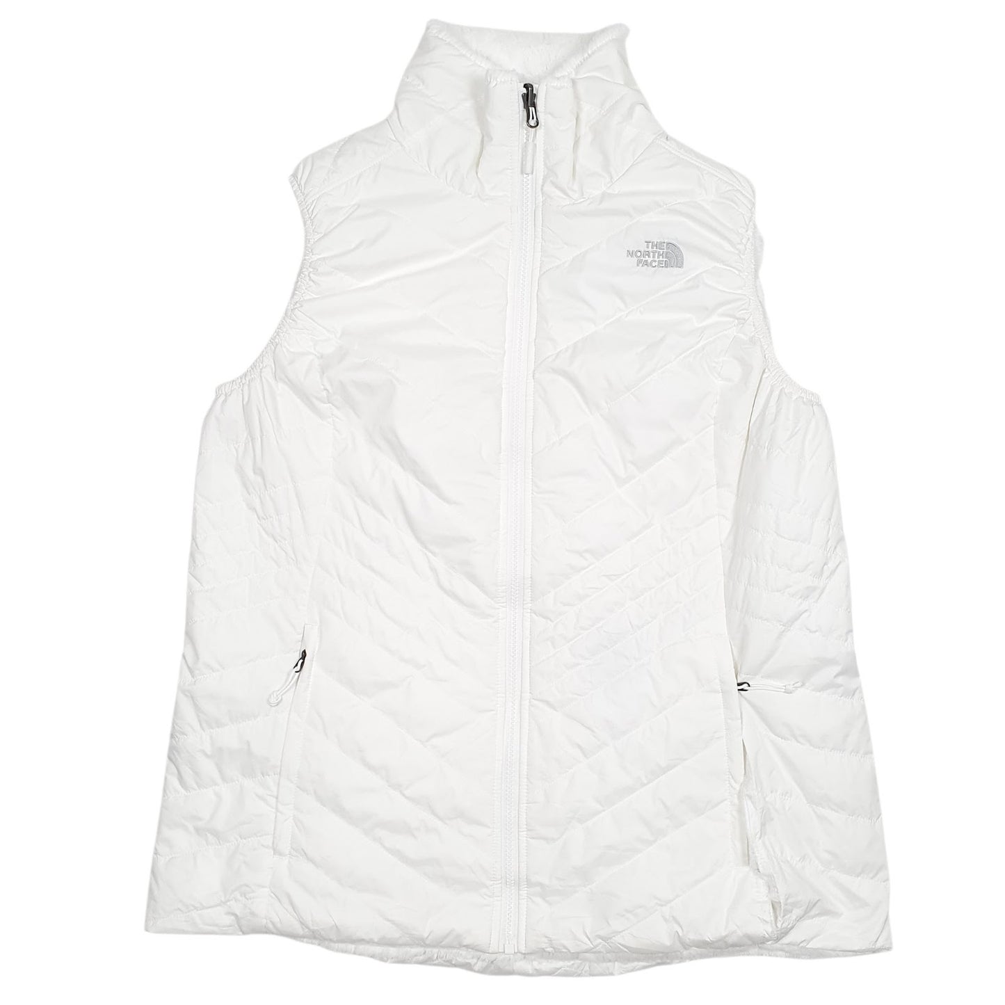 Womens White The North Face Reversible Puffer Fleece Full Zip Coat