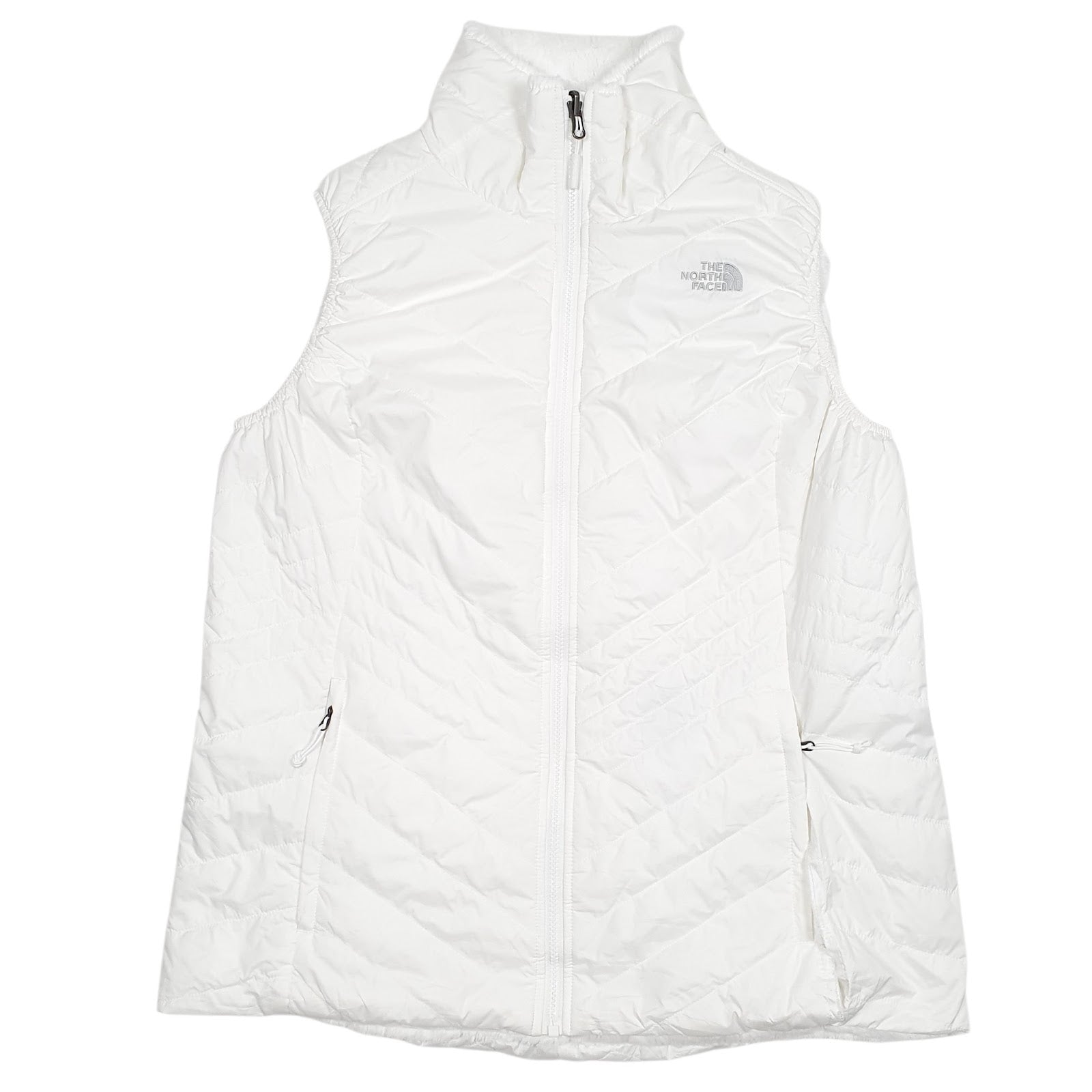 Womens White The North Face Reversible Puffer Fleece Full Zip Coat
