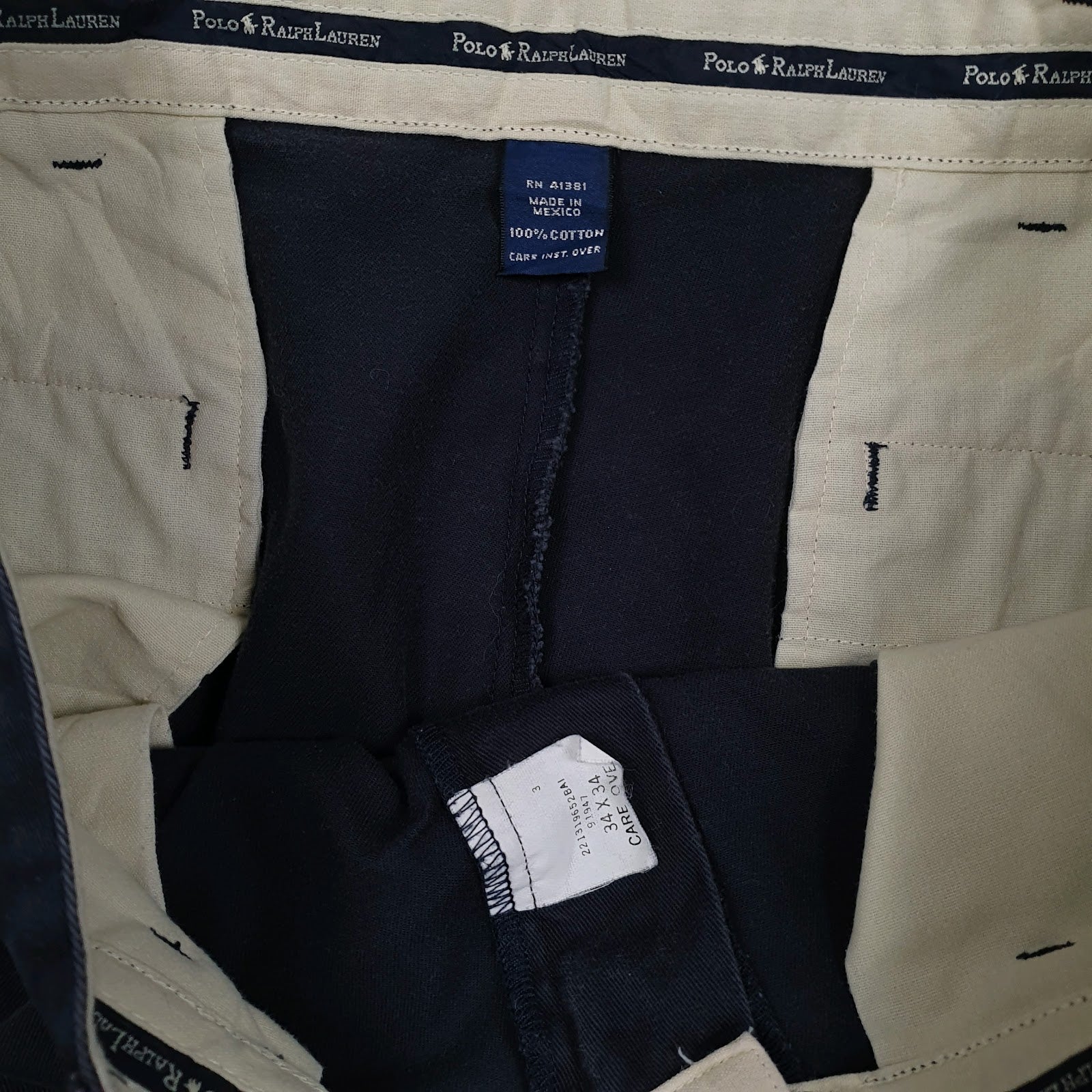 Mens Navy Polo Ralph Lauren Hammond Pant Pleated Vintage 90s  Trousers