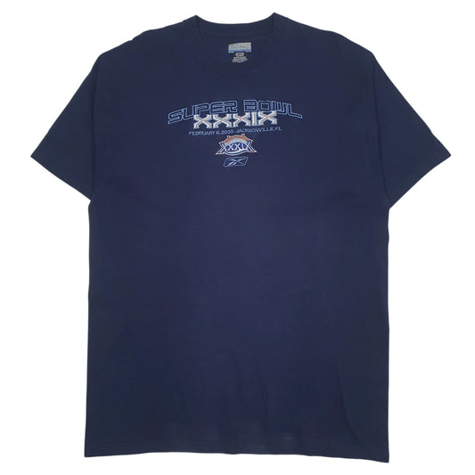 Mens Blue Reebok Vintage 00s Superbowl XXXIX Short Sleeve T Shirt