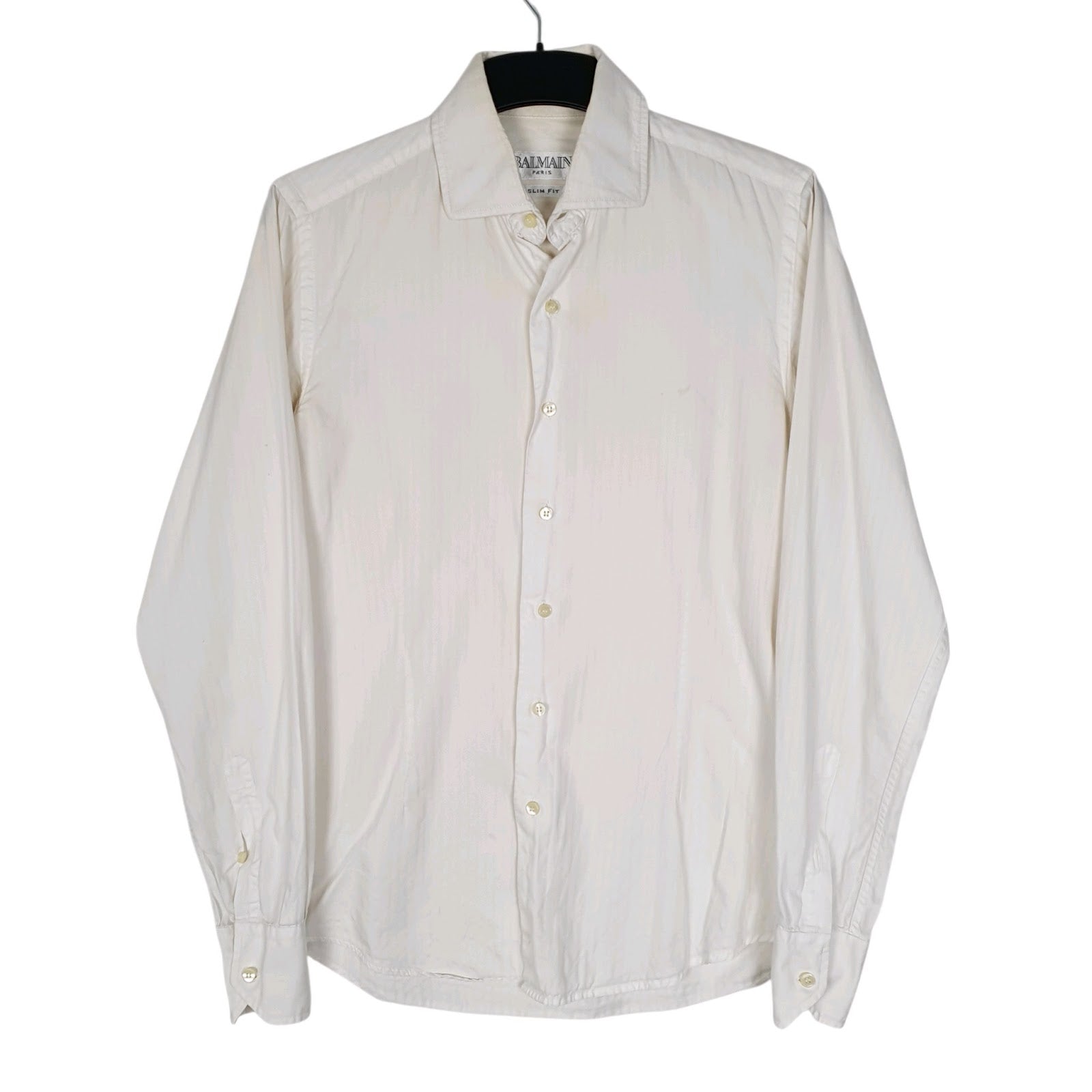 Mens White Balmain  Long Sleeve Shirt