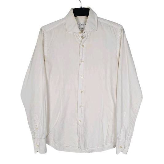 Mens White Balmain  Long Sleeve Shirt