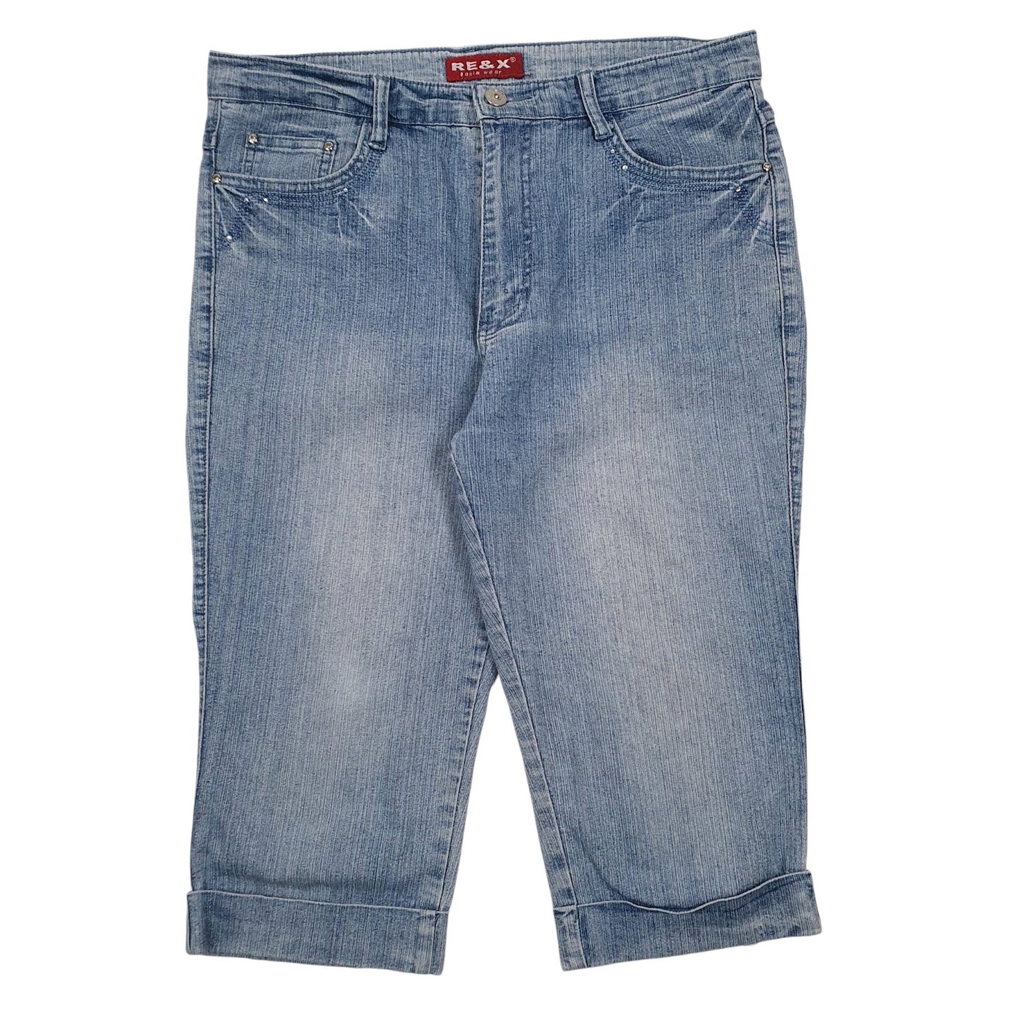 Womens Blue RE & X Capri Casual JeansW34 L26