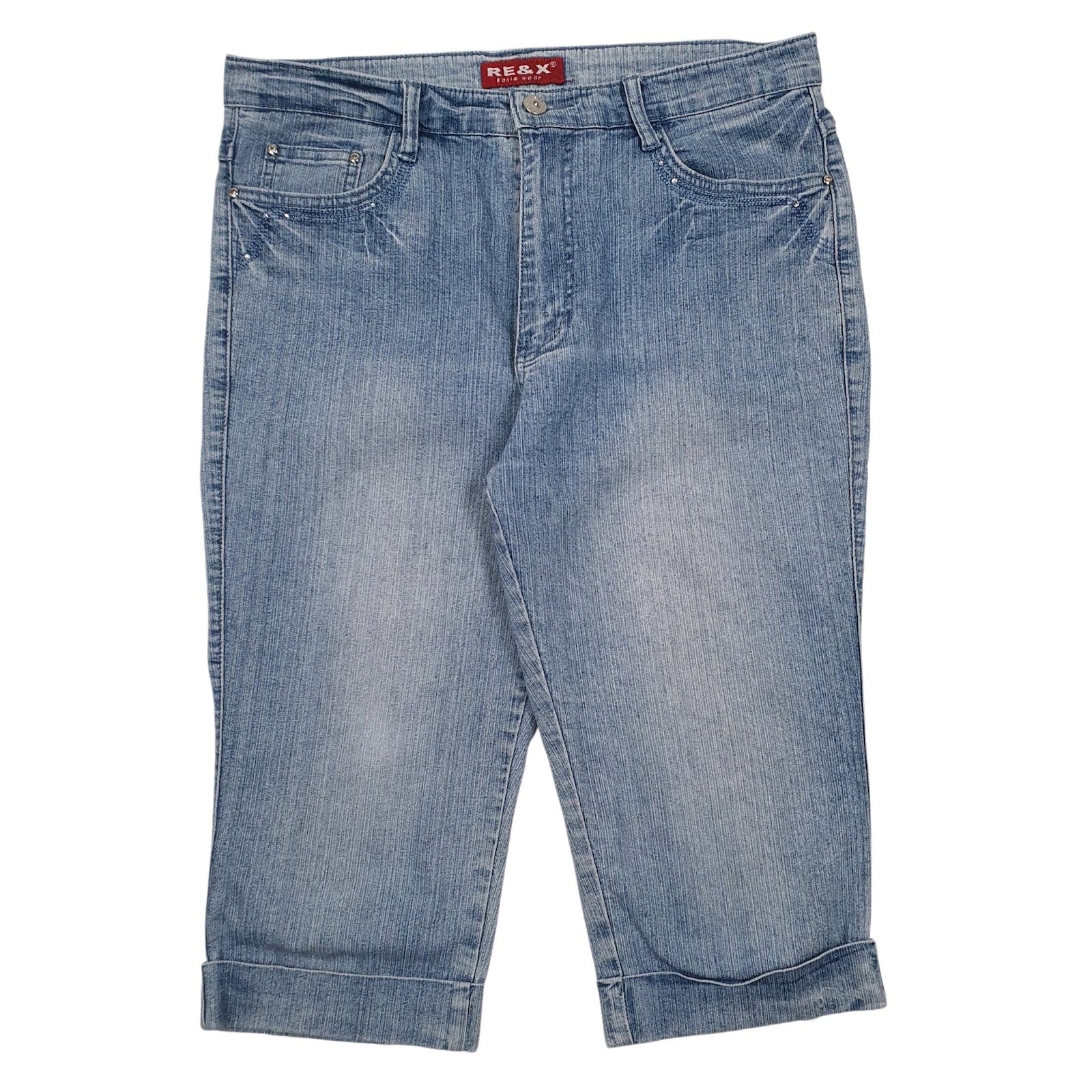 Womens Blue RE & X Capri Casual JeansW34 L26