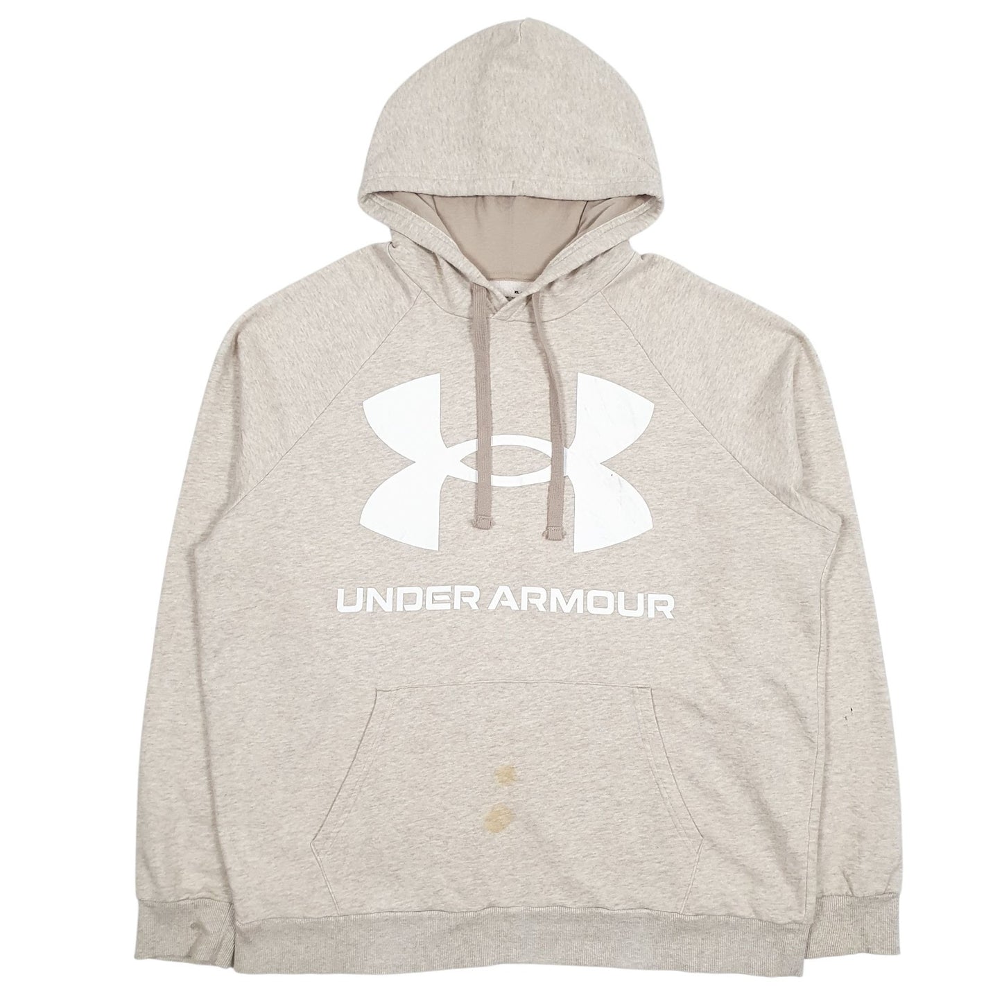 Mens Beige Under Armour Coldgear Spellout Hoodie Jumper