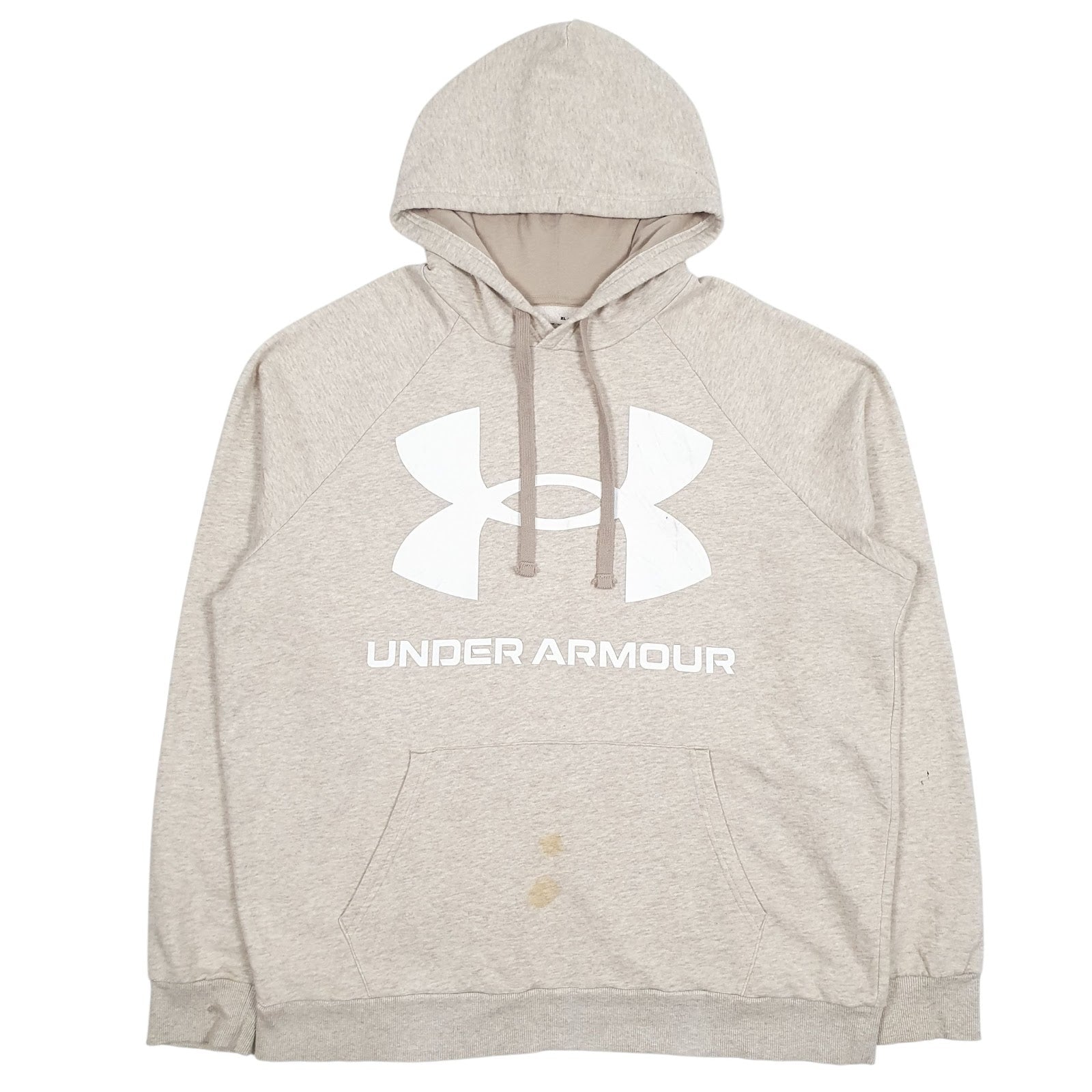 Mens Beige Under Armour Coldgear Spellout Hoodie Jumper
