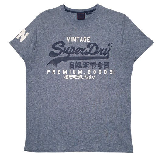 Mens Blue Super Dry Spellout Short Sleeve T Shirt