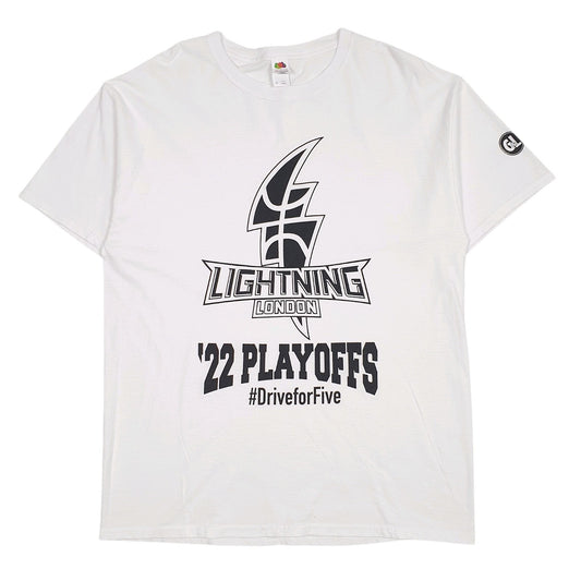 Mens White Fruit Of The Loom Lightning London Short Sleeve T Shirt