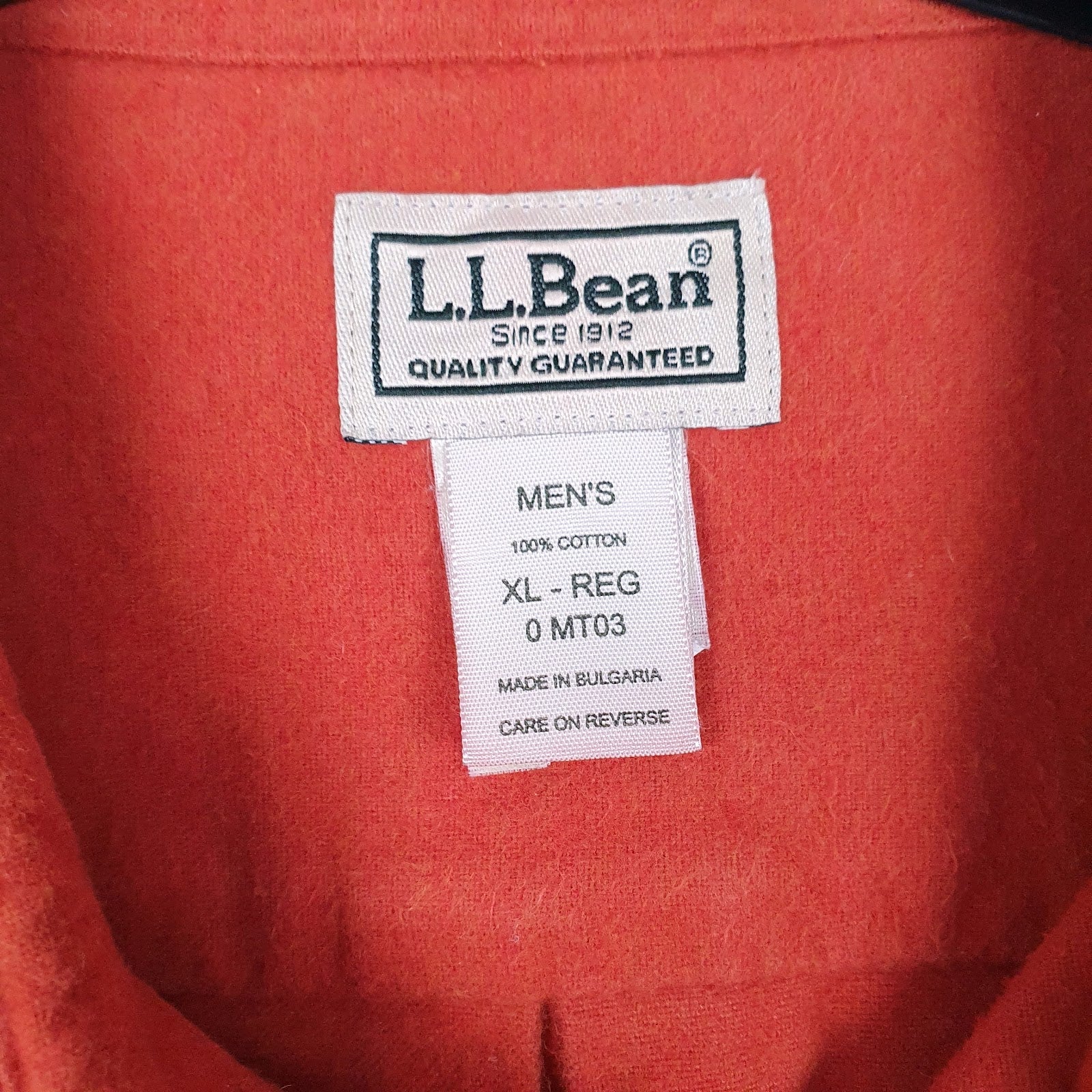 Mens Orange L.L.Bean Chamois  Shirt