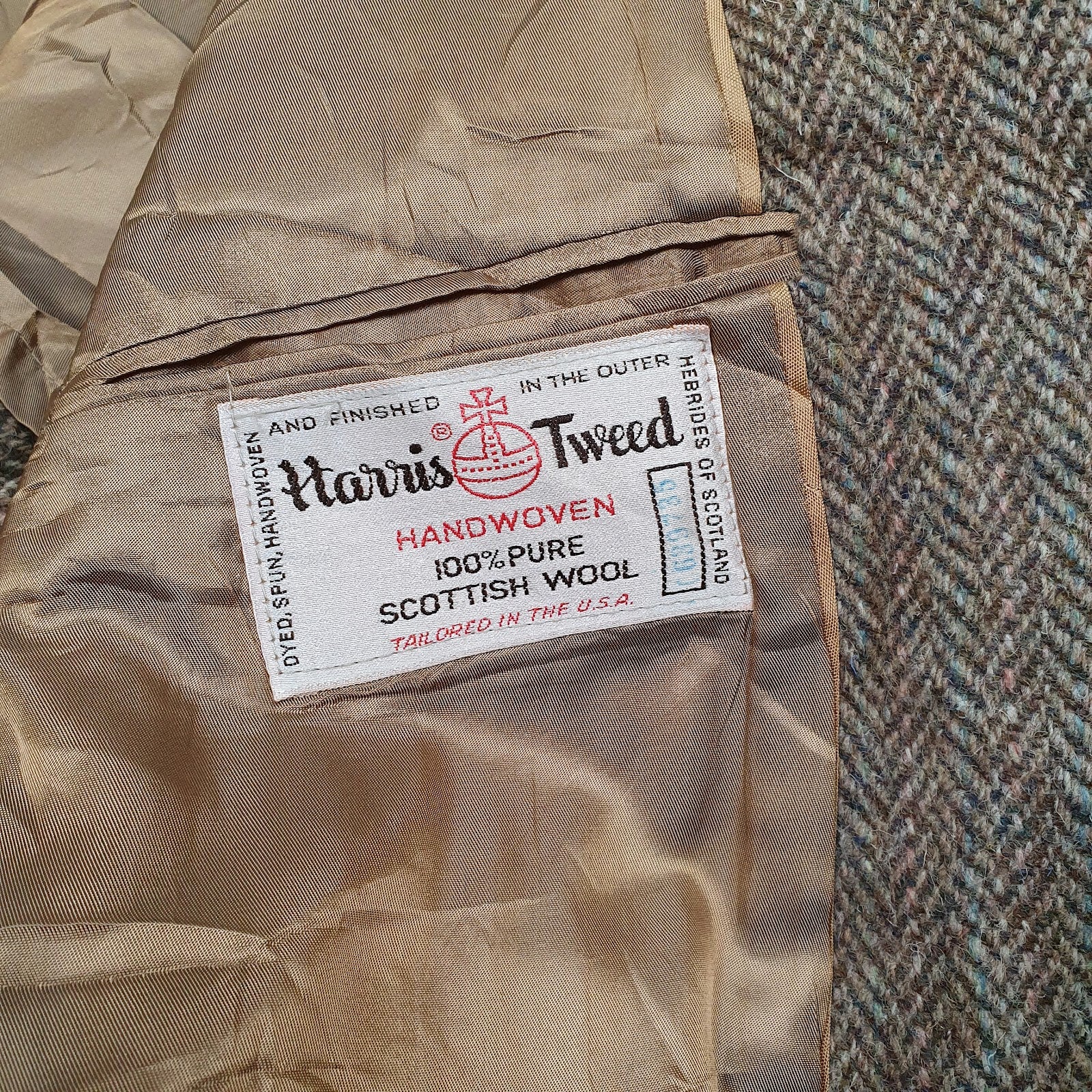 Mens Brown Harris Tweed Herringbone  Coat