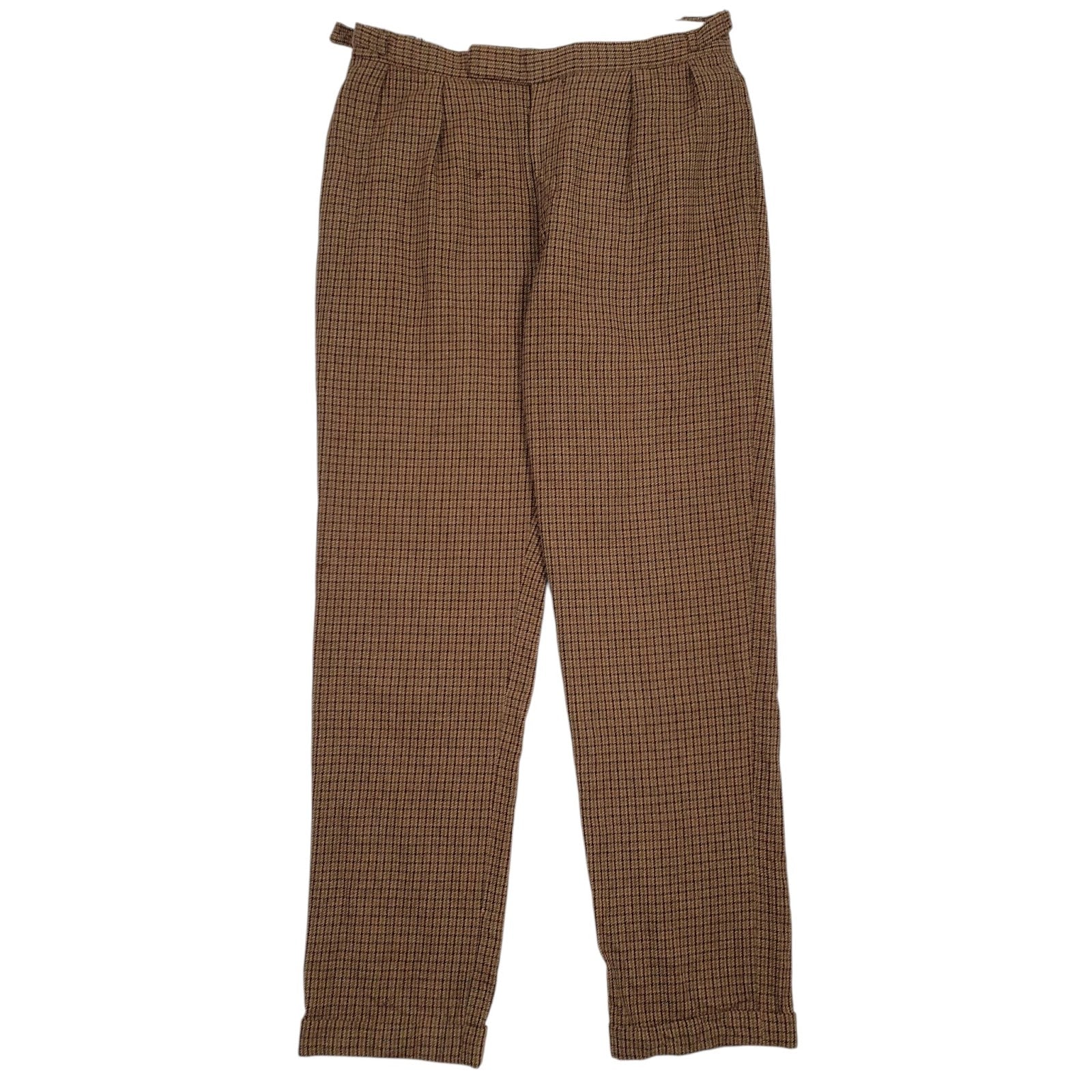 Mens Brown Polo Ralph Lauren Vintage 90s Made In USA Pleated Formal Trousers
