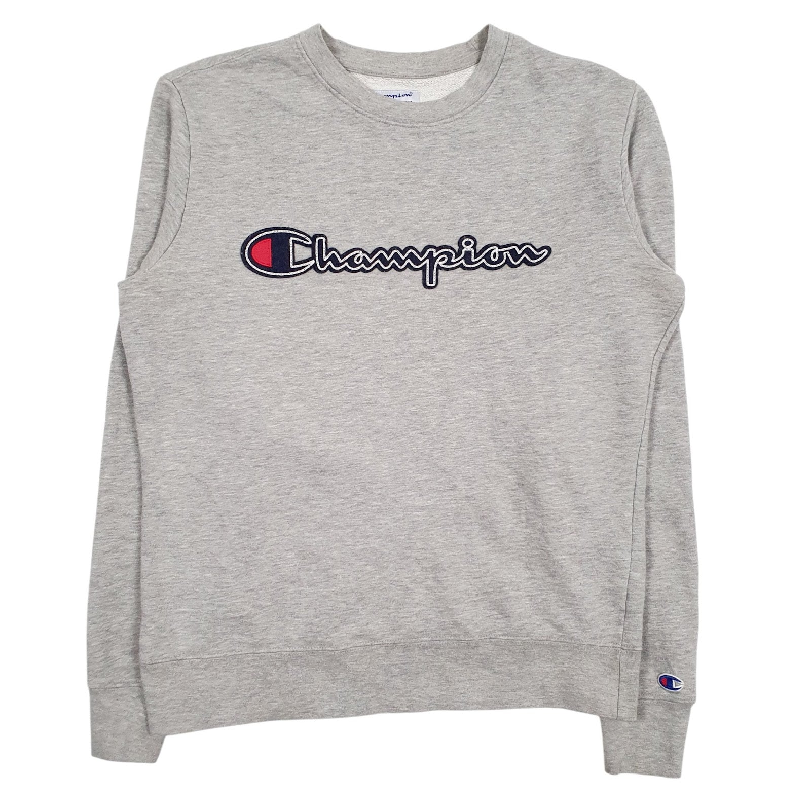 Mens Grey Champion Spellout Crewneck Jumper