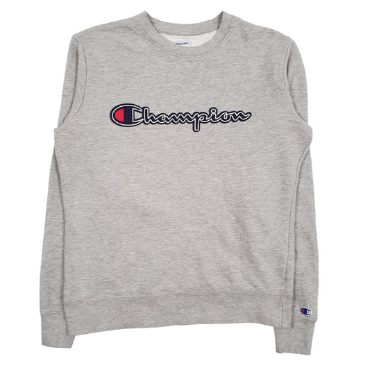 Mens Grey Champion Spellout Crewneck Jumper