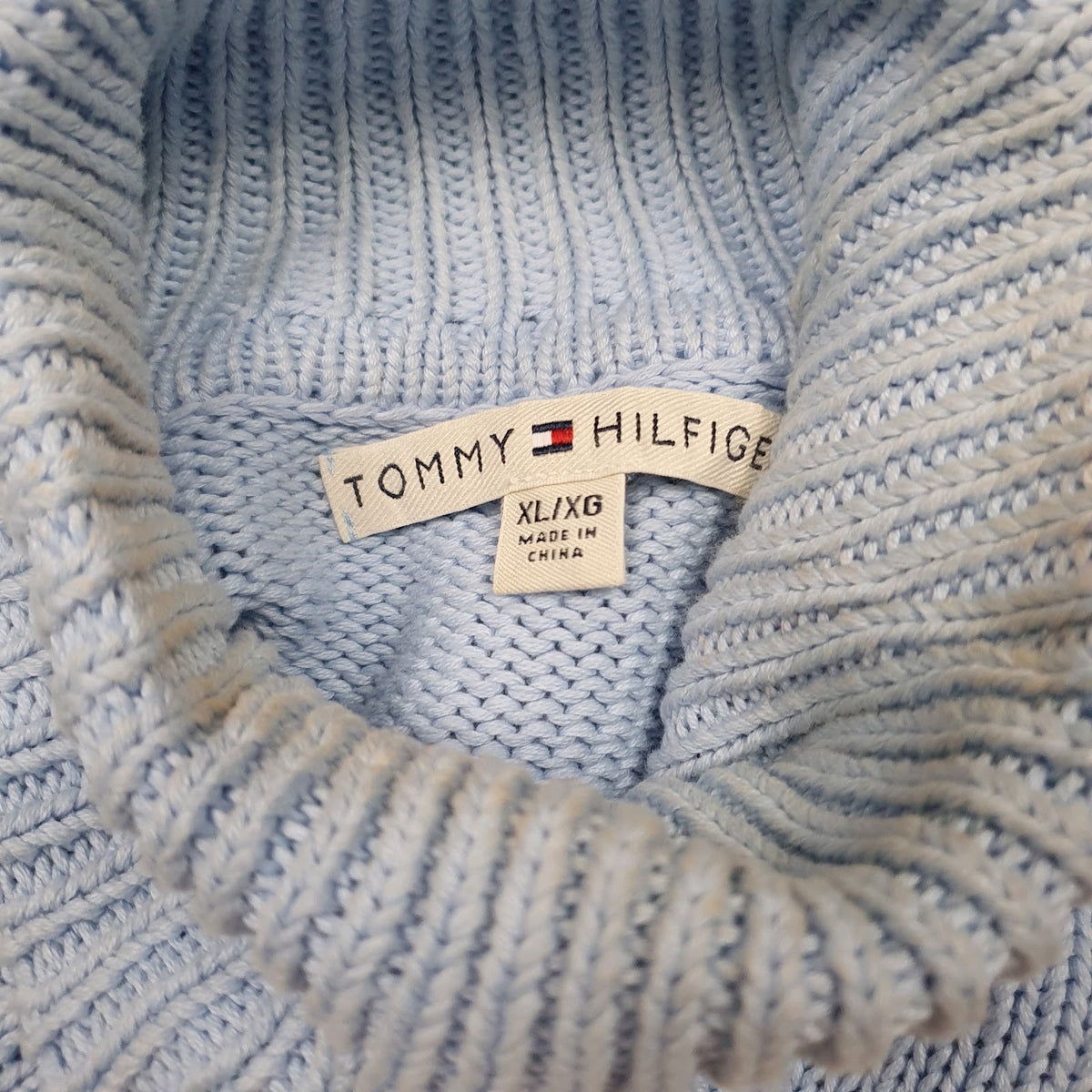 Womens Blue Tommy Hilfiger Knit Turtle Neck Jumper