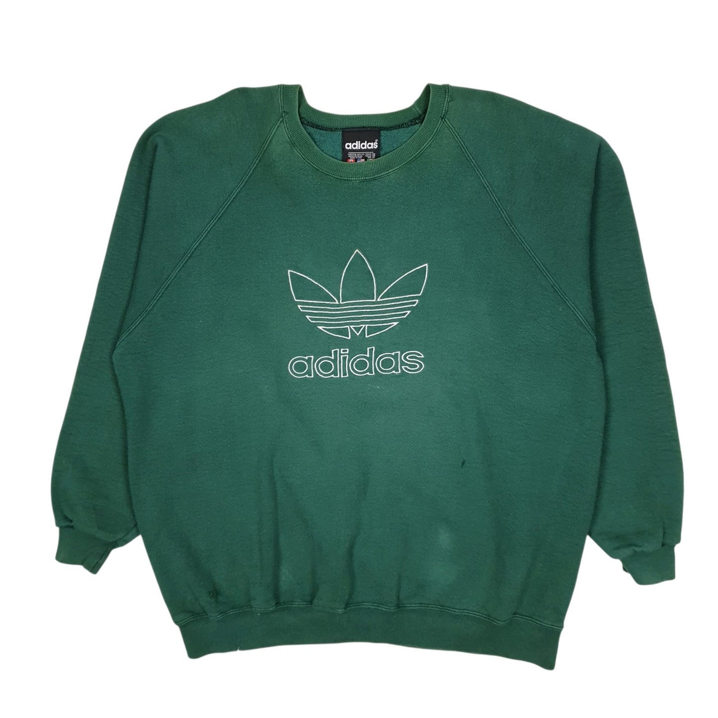 Mens Green Adidas Vintage 90s Crewneck Jumper