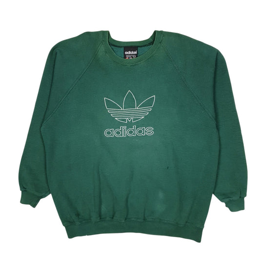 Mens Green Adidas Vintage 90s Crewneck Jumper
