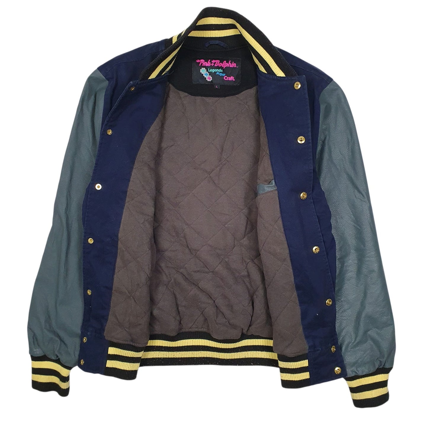 Mens Navy Pink Dolphin Varsity College  Coat