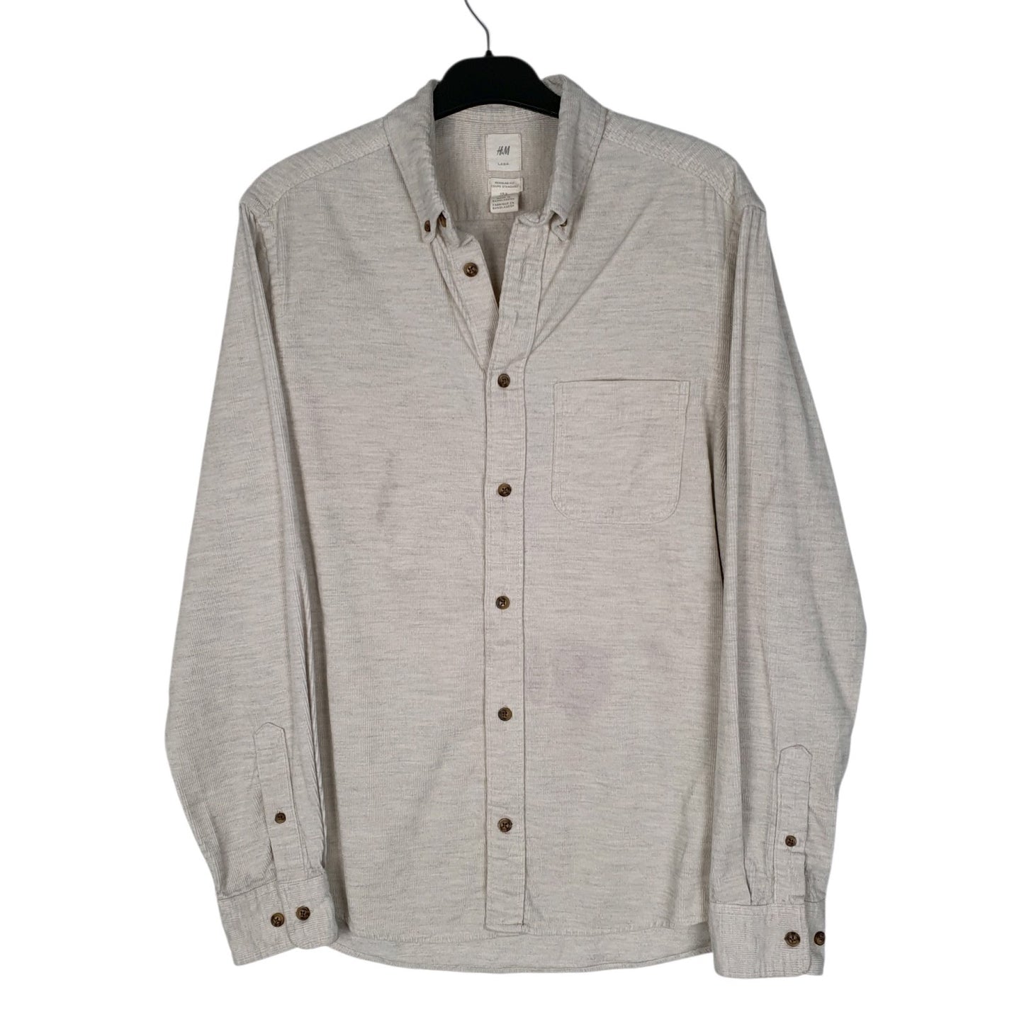 Mens Beige H&M Corduroy Long Sleeve Shirt