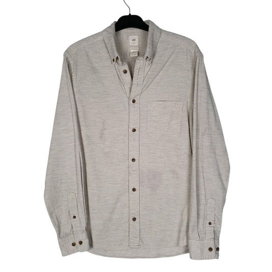 Mens Beige H&M Corduroy Long Sleeve Shirt